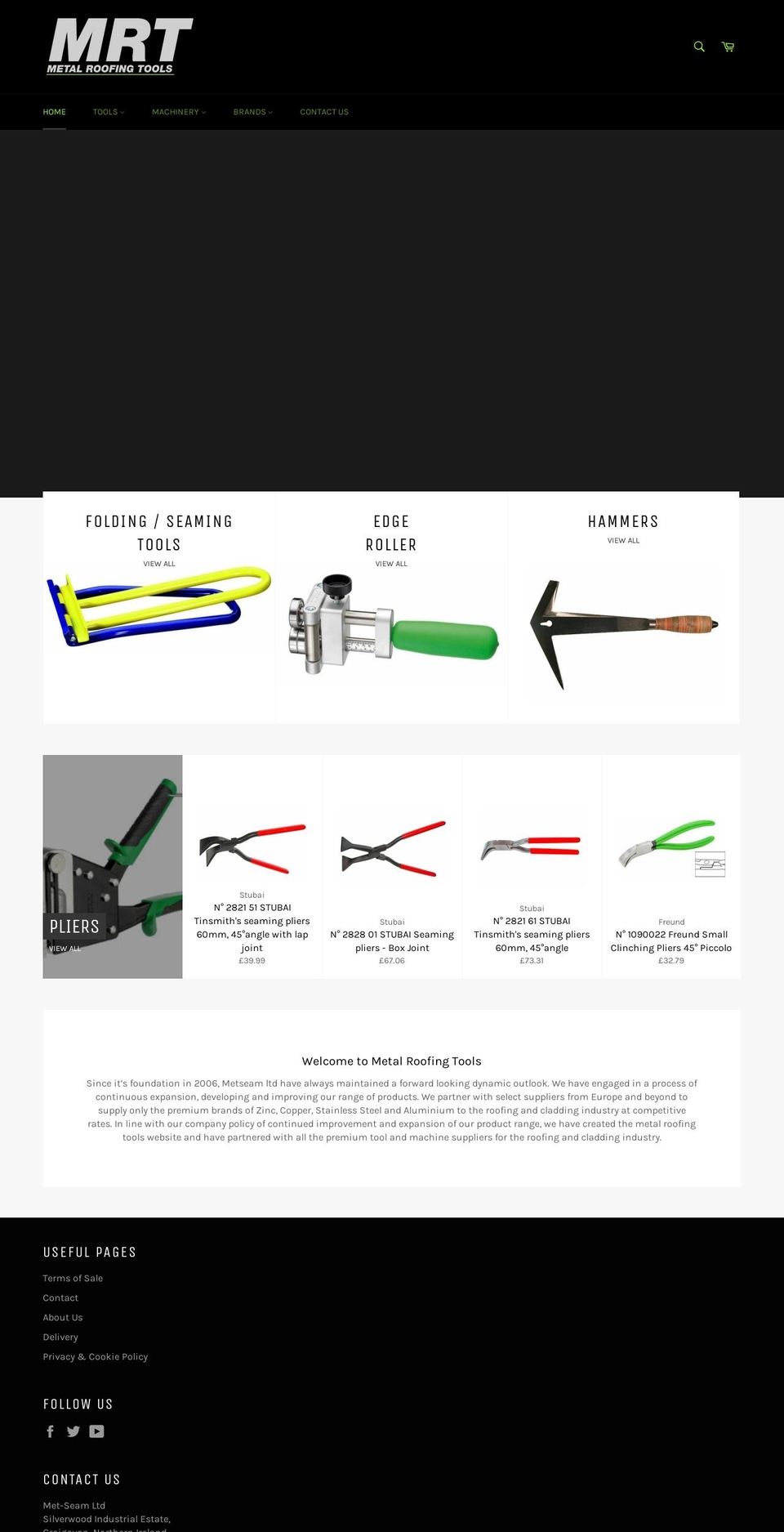 metalroofingtools.co.uk shopify website screenshot