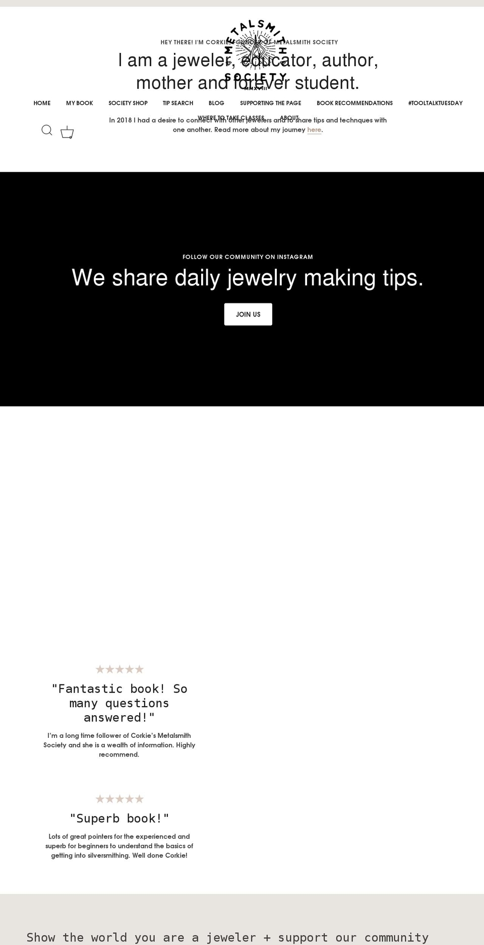 metalsmithsociety.com shopify website screenshot