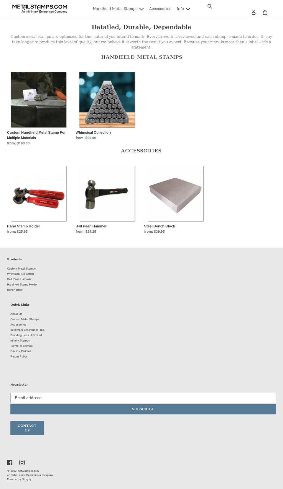 metalstamps.com shopify website screenshot