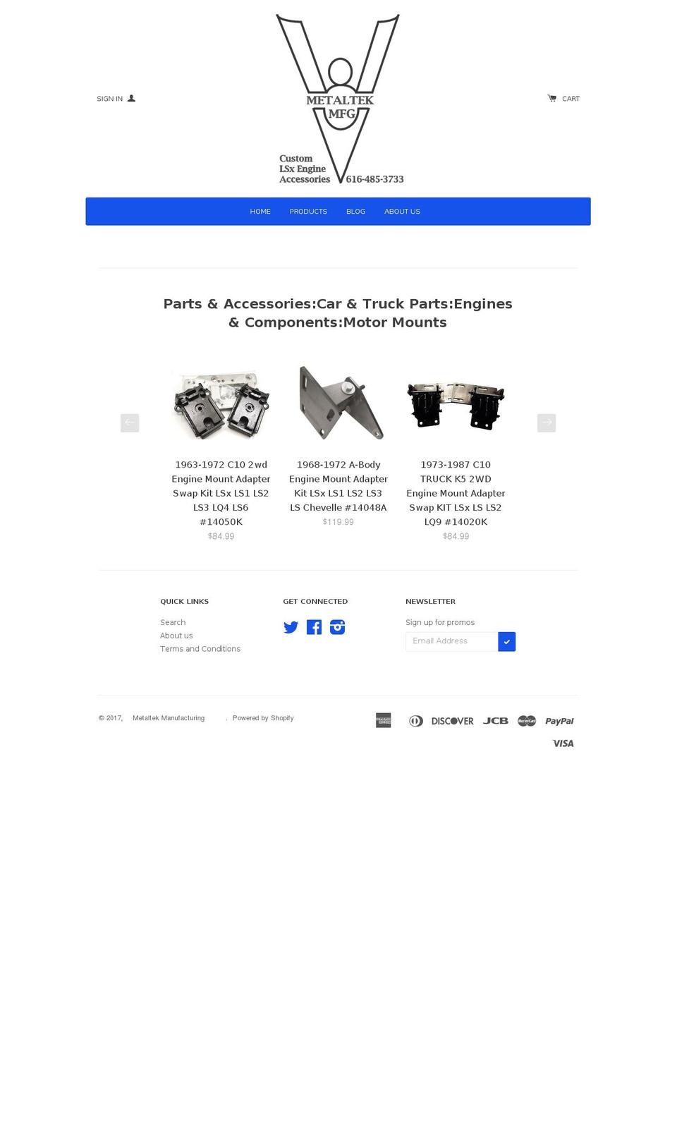 metaltekmfg.com shopify website screenshot