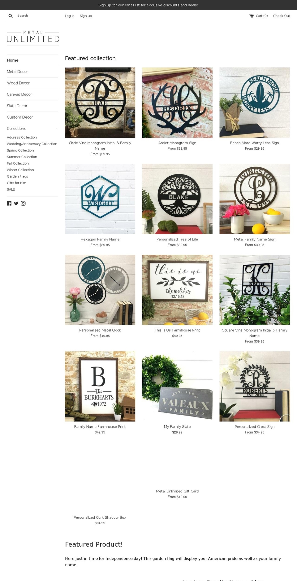 metalunlimited.com — Shopify storefront screenshot