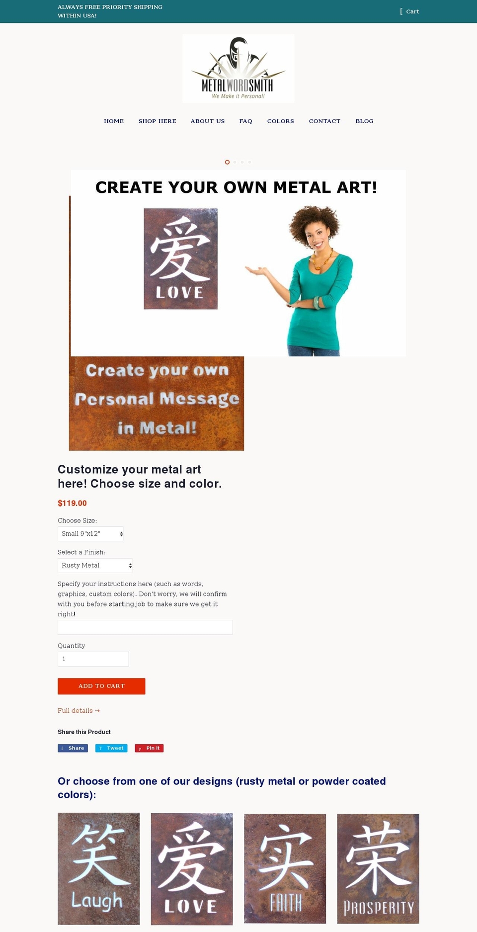 metalwordsmith.com — Shopify storefront screenshot