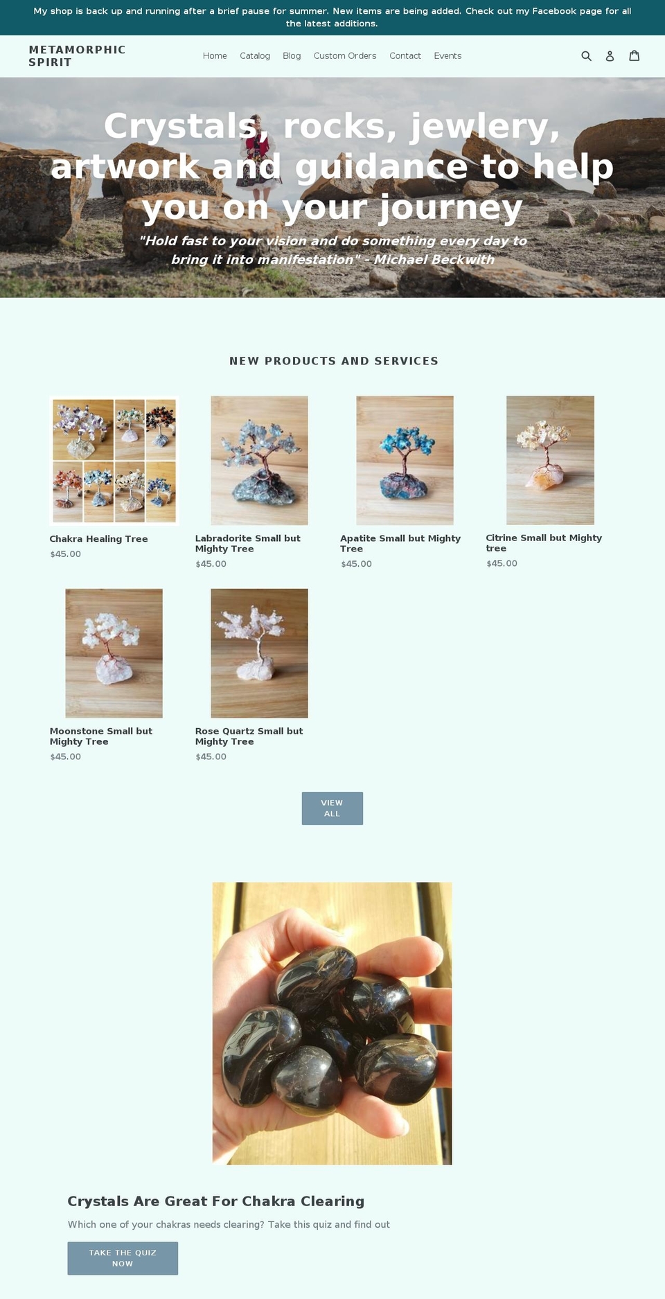 metamorphicspirit.com — Shopify storefront screenshot