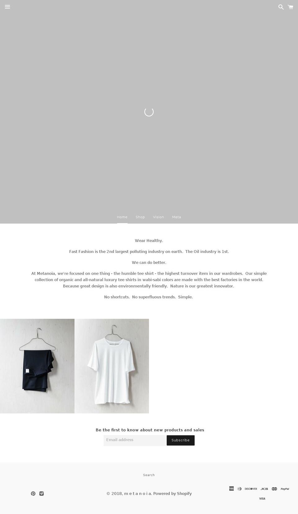metanoianyc.com — Shopify storefront screenshot