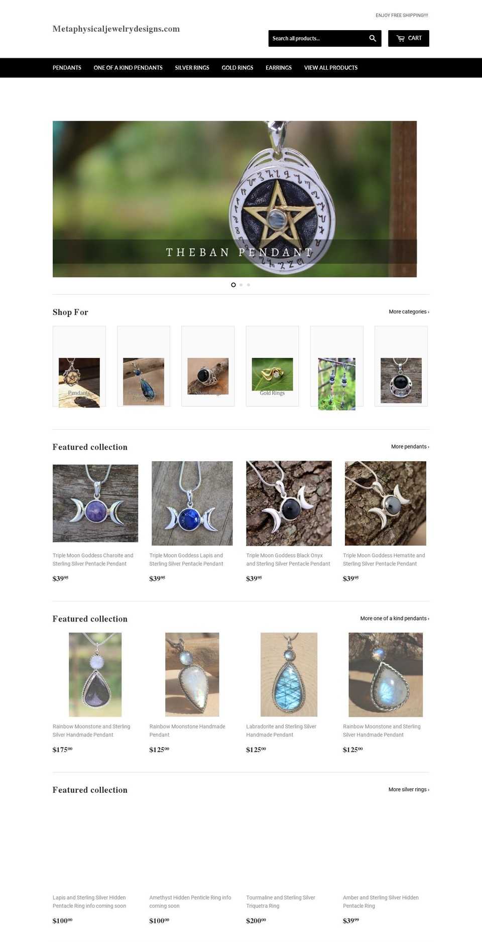 metaphysicaljewelrydesigns.com shopify website screenshot
