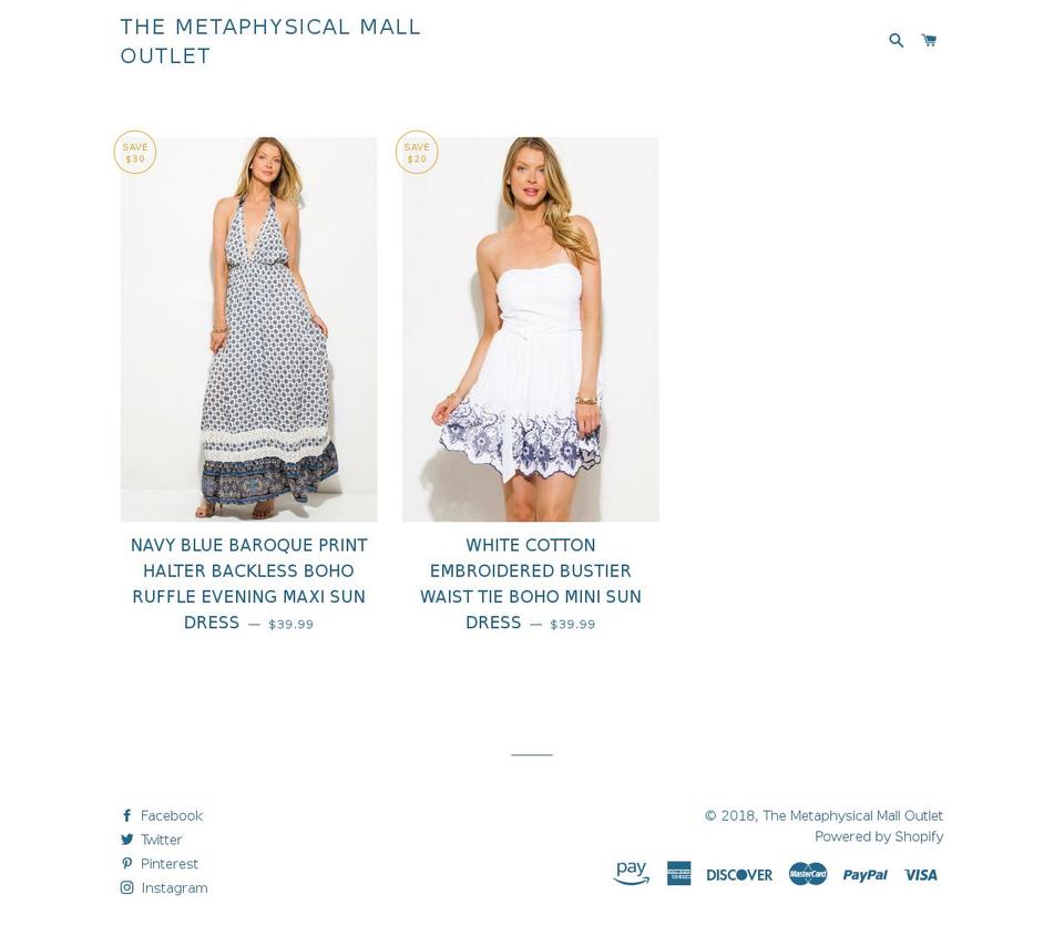 metaphysicaloutlet.com — Shopify storefront screenshot