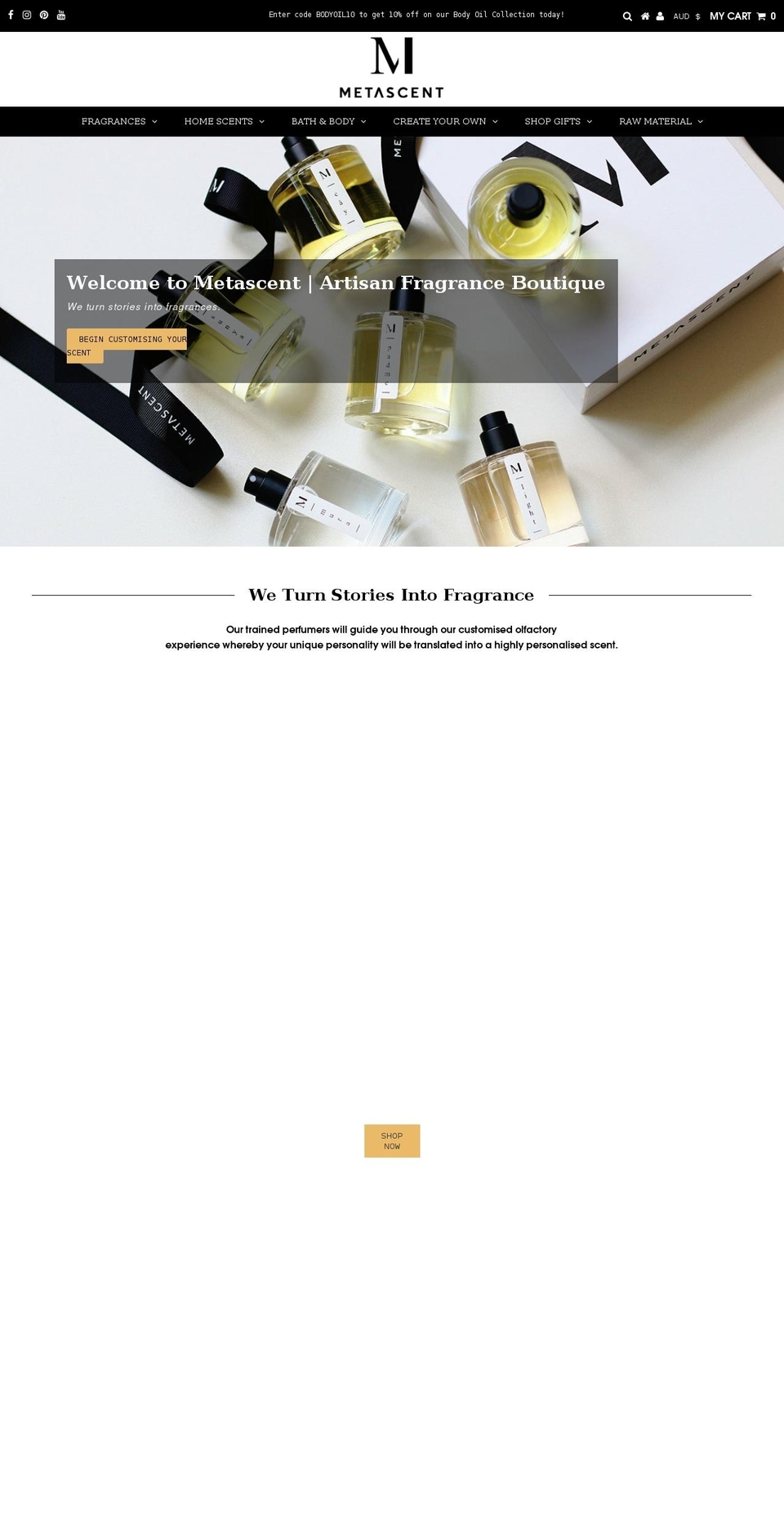 metascent.com shopify website screenshot