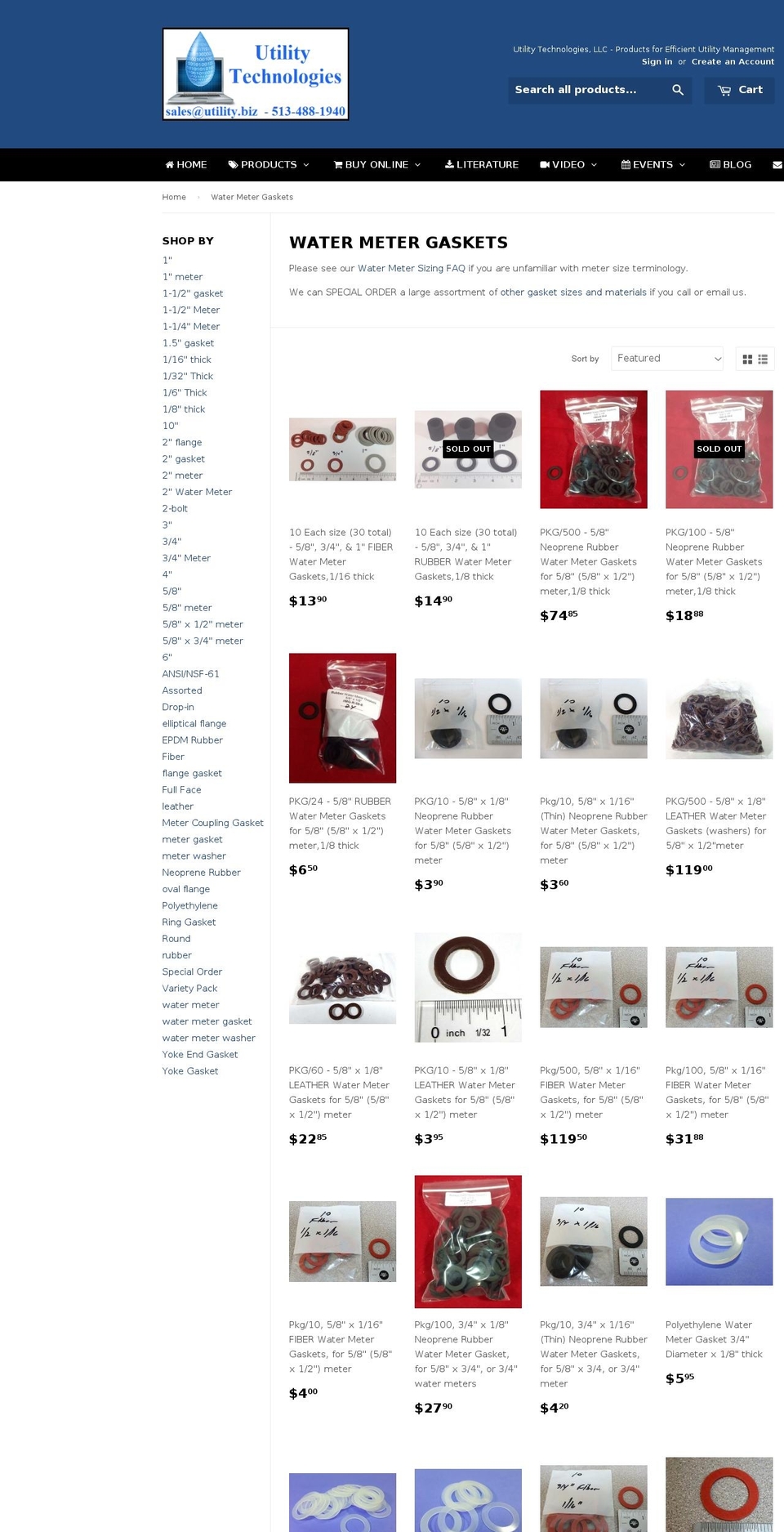metergaskets.com — Shopify storefront screenshot