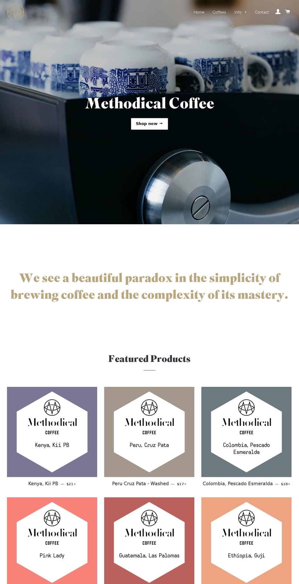 methodical.coffee shopify website screenshot