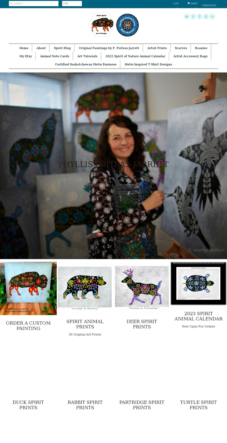 metisspiritart.ca shopify website screenshot