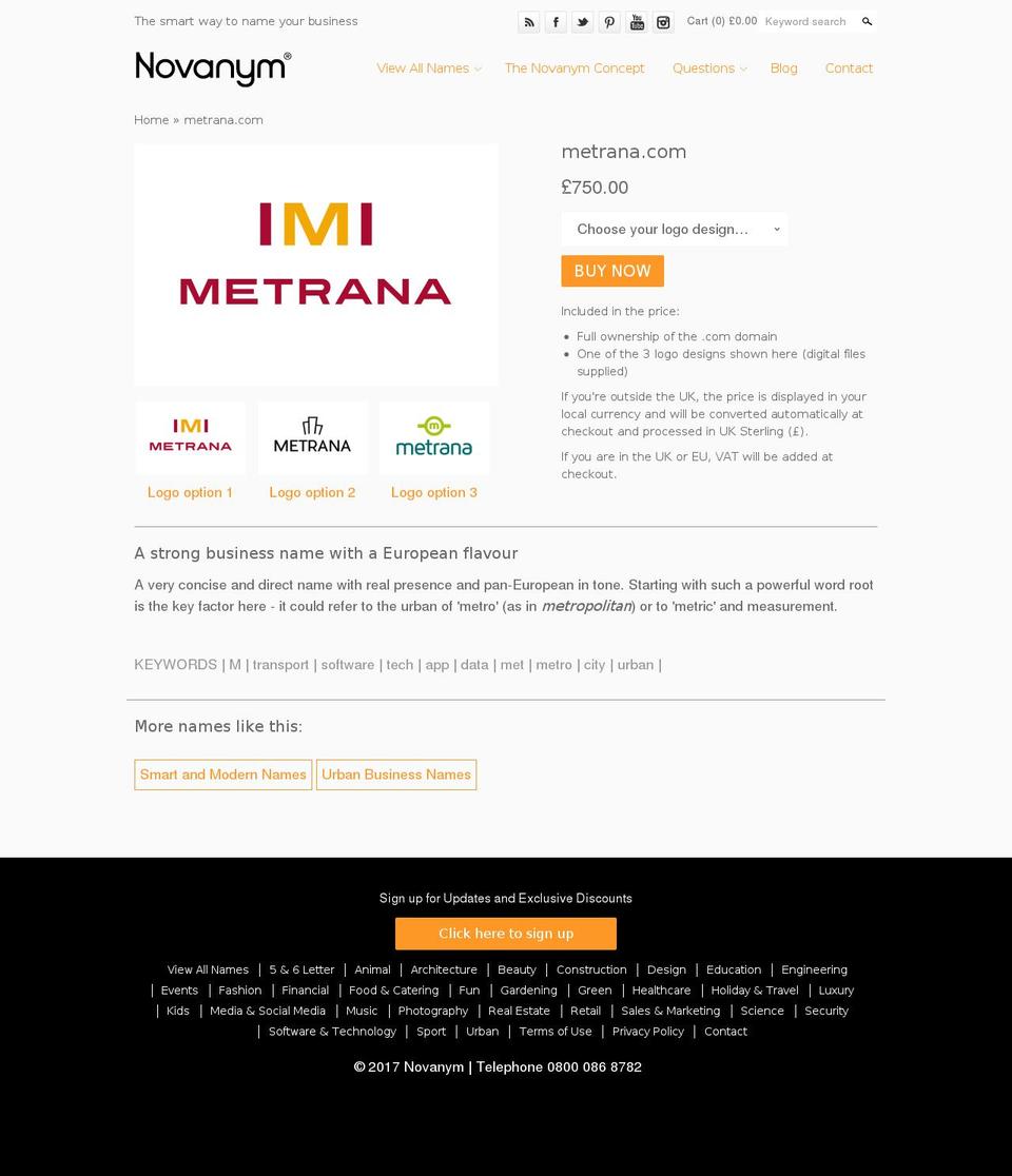 metrana.com shopify website screenshot