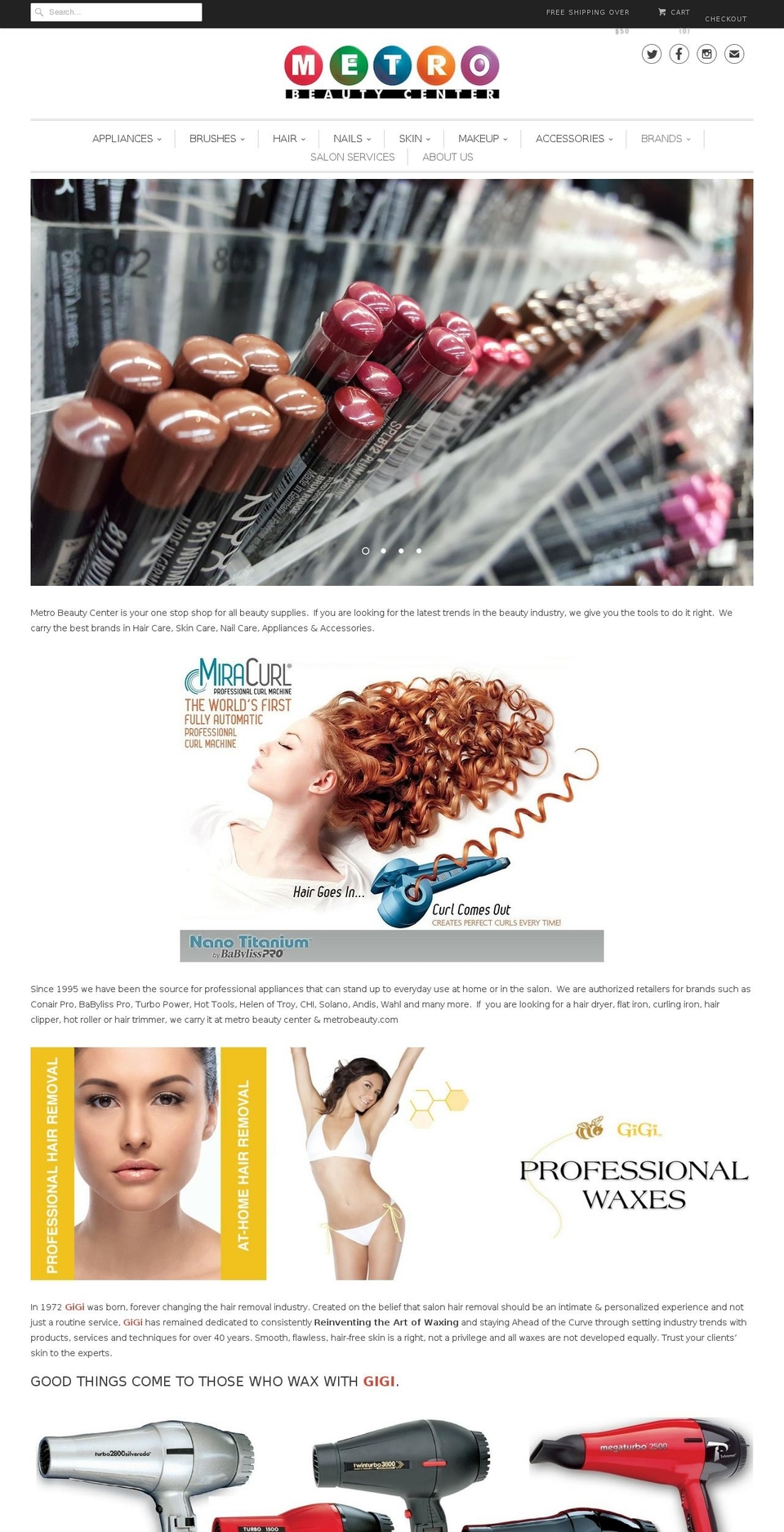 metrobeautycenter.com shopify website screenshot