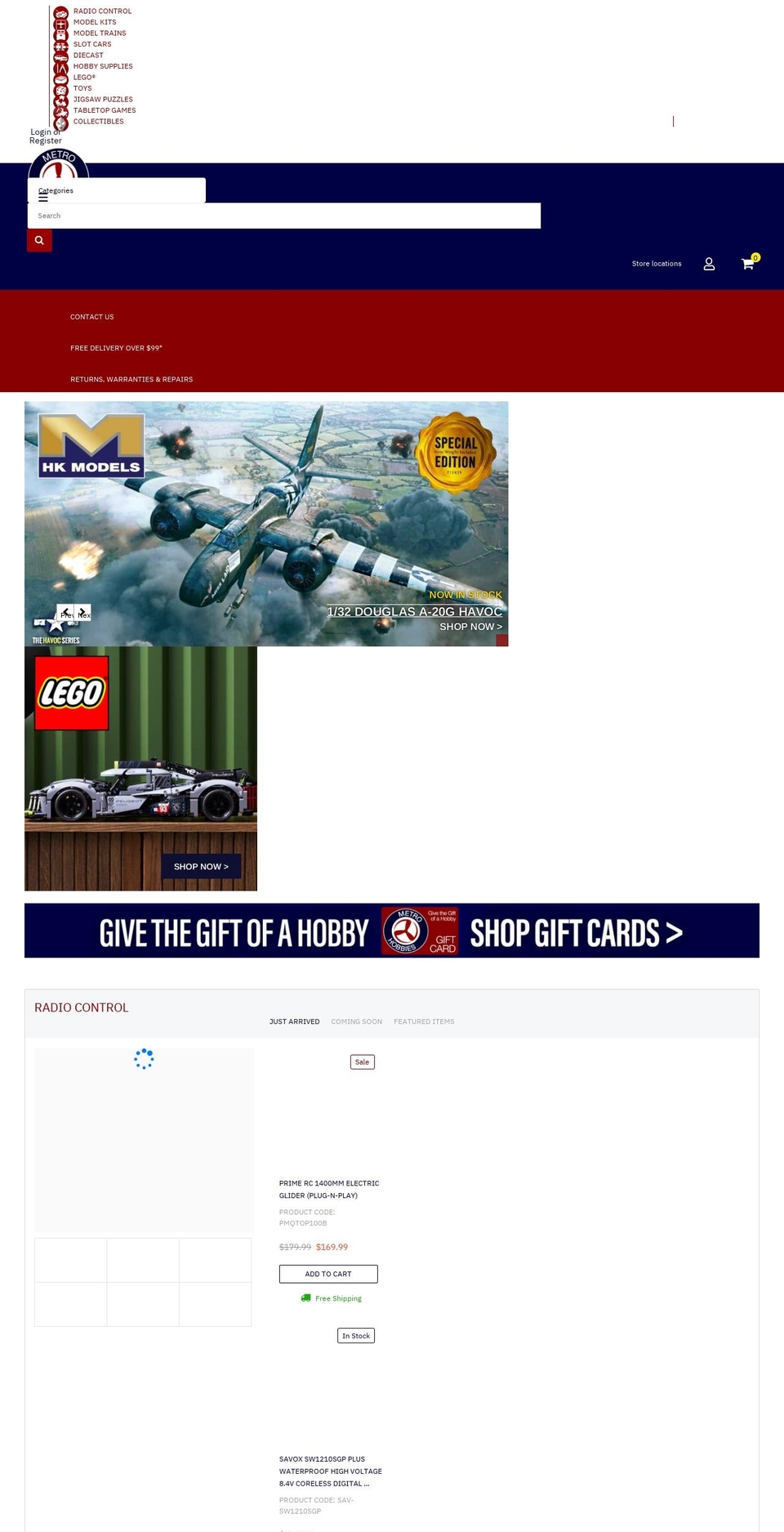 metrohobbies.com.au shopify website screenshot