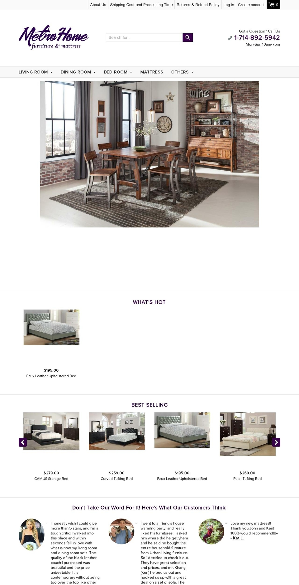 metrohomeint.com — Shopify storefront screenshot