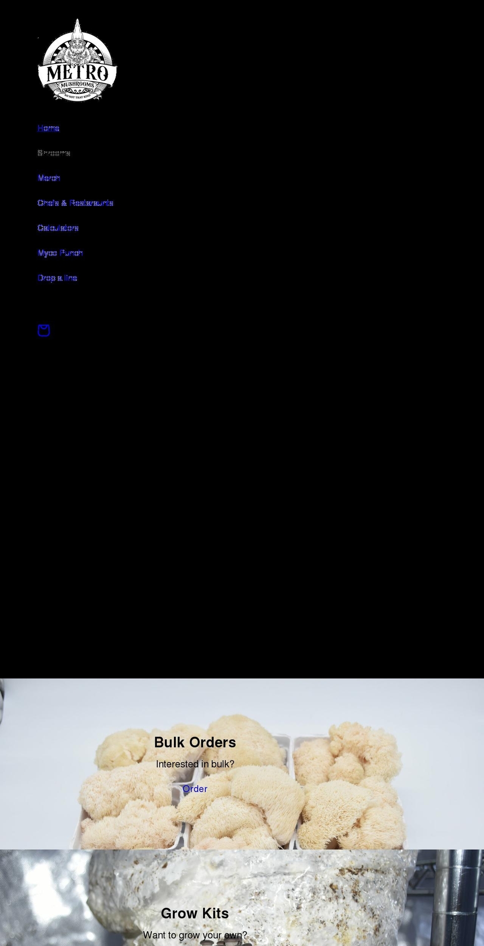 metromushrooms.com shopify website screenshot