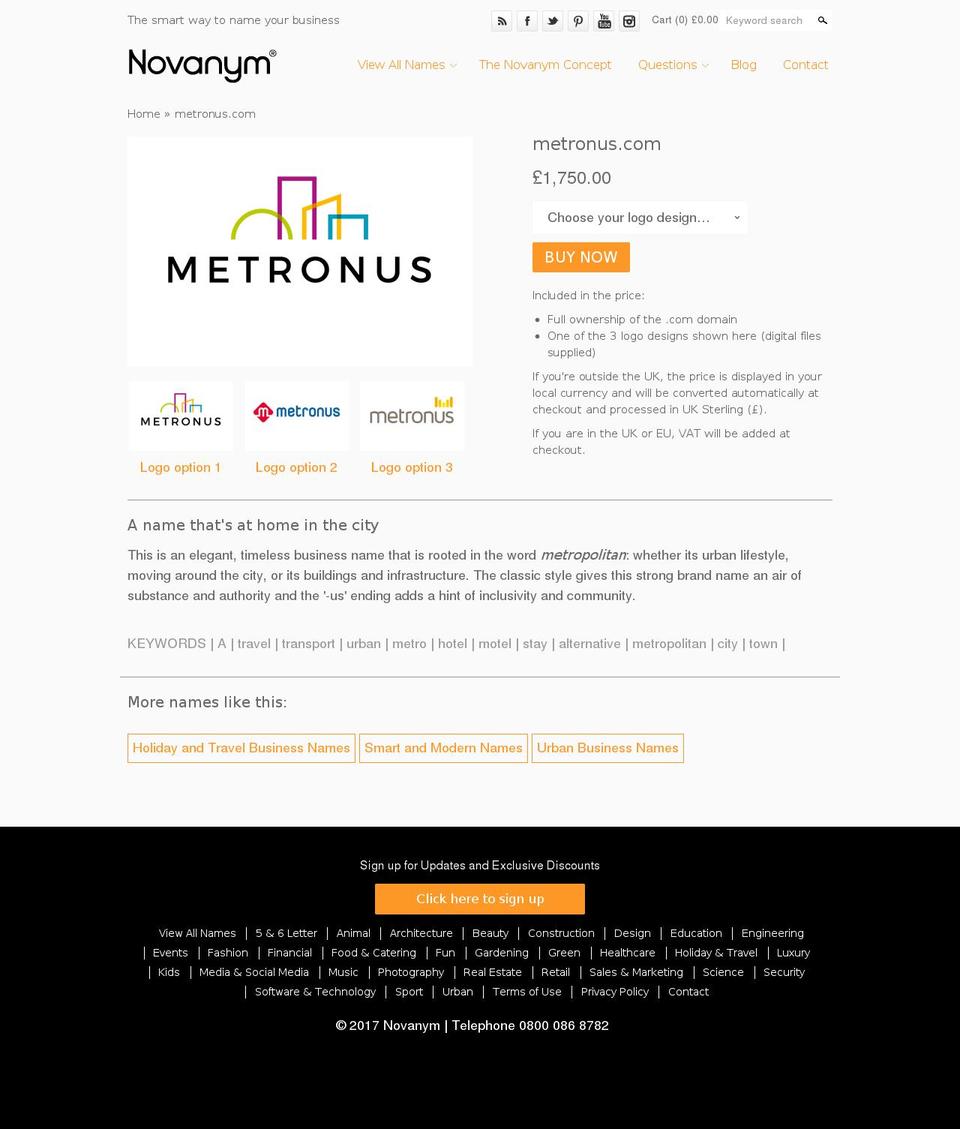 metronus.com shopify website screenshot
