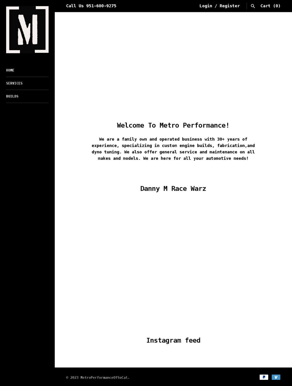 metroperformanceofsocal.com shopify website screenshot