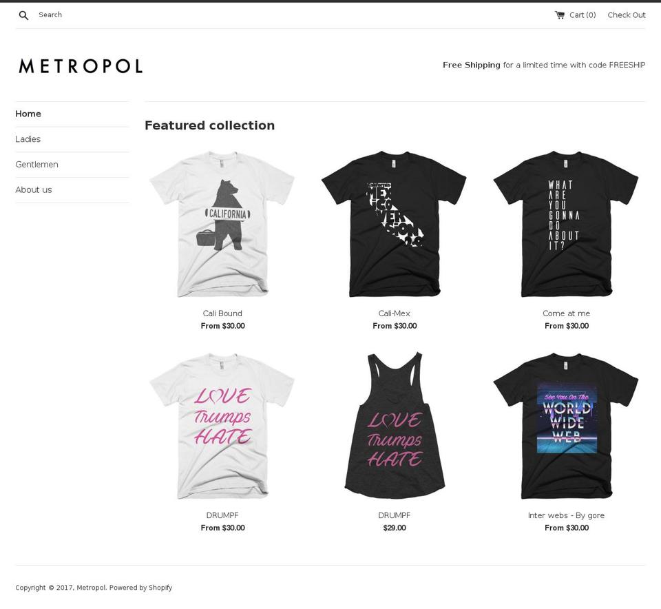 metropolclothing.com shopify website screenshot