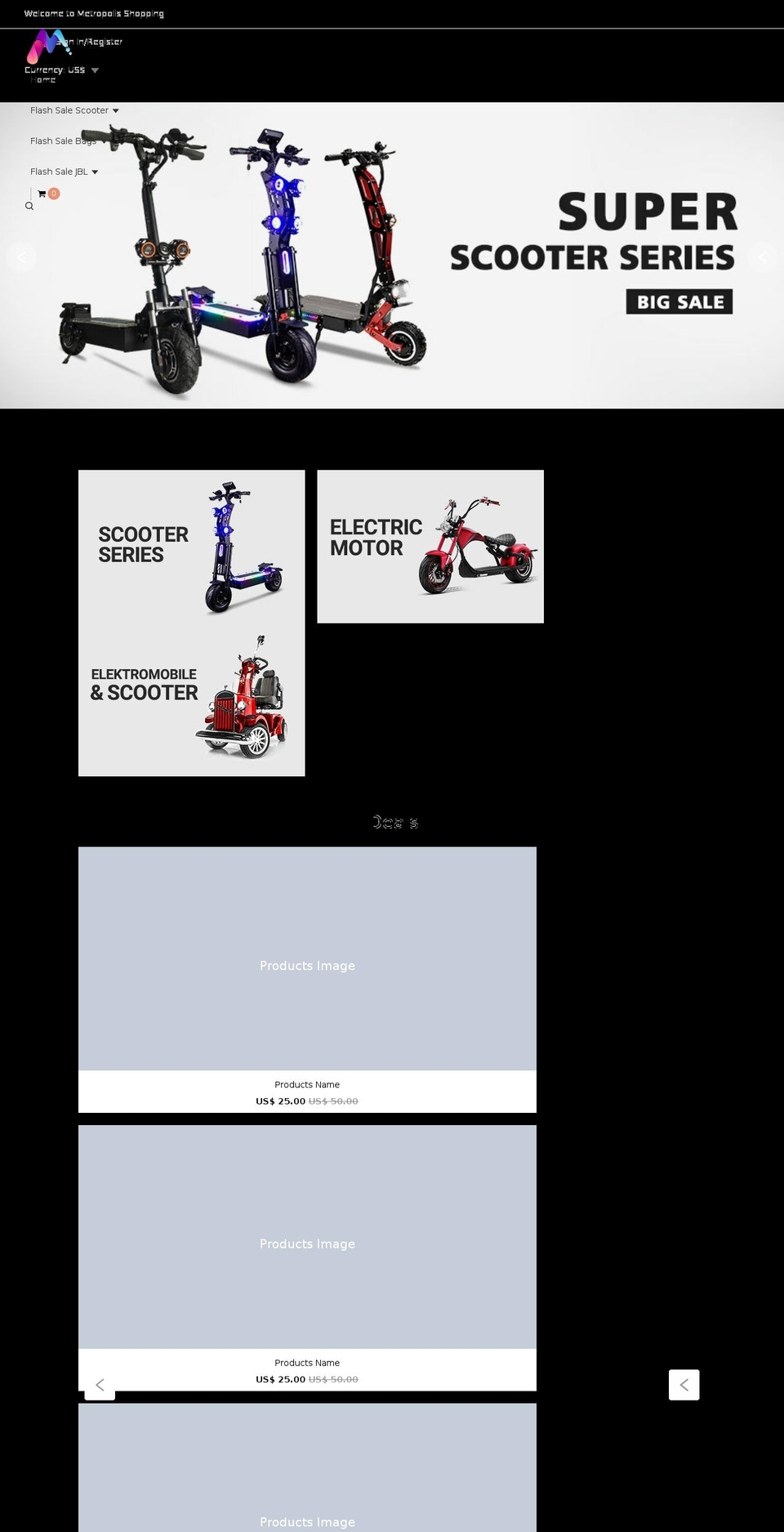 metropolisshops.com — Shopify storefront screenshot