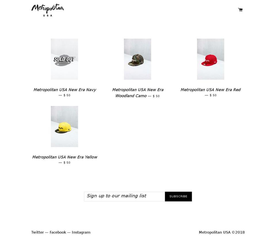 metropolitan-usa.com — Shopify storefront screenshot