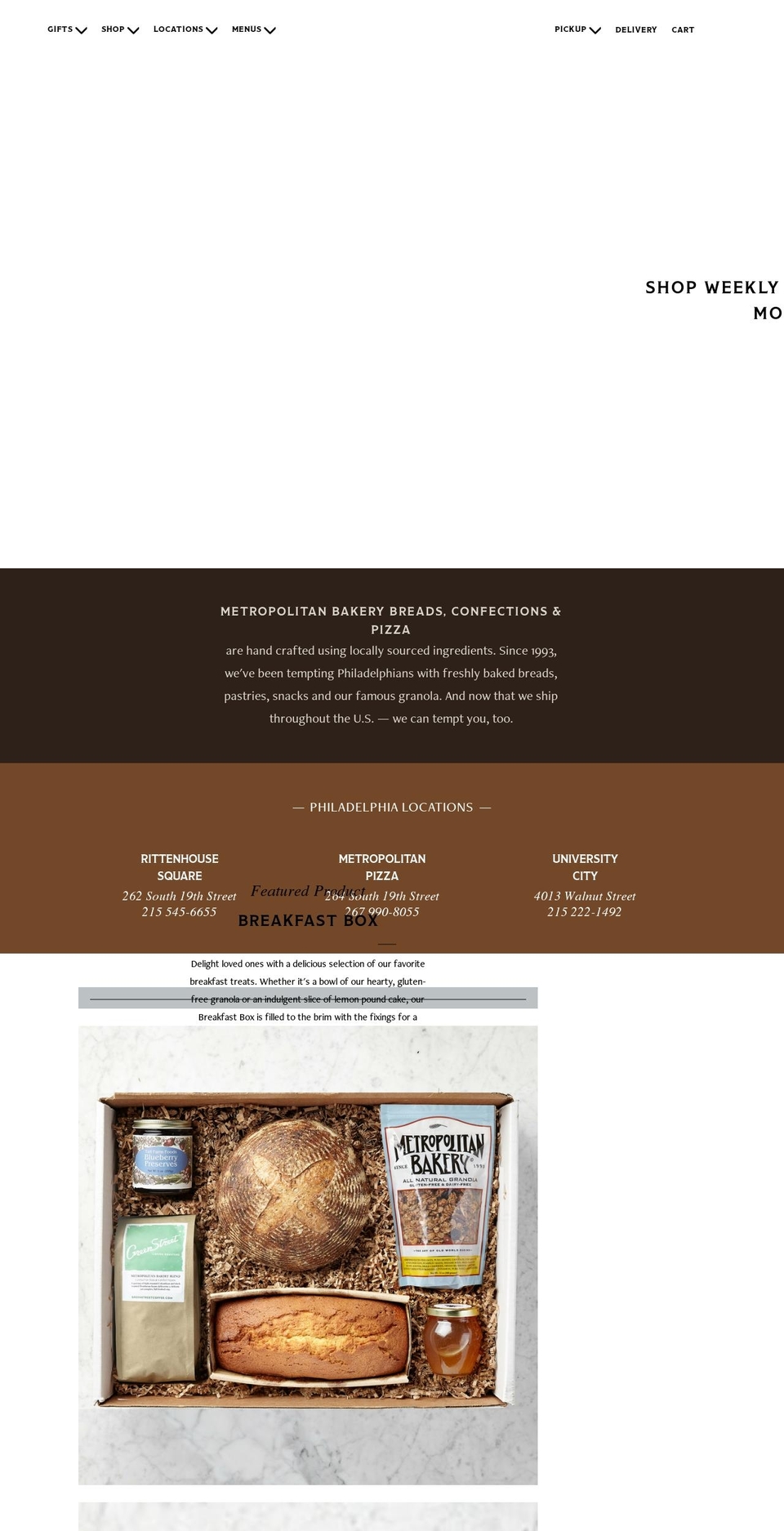 metropolitanbakery.com shopify website screenshot