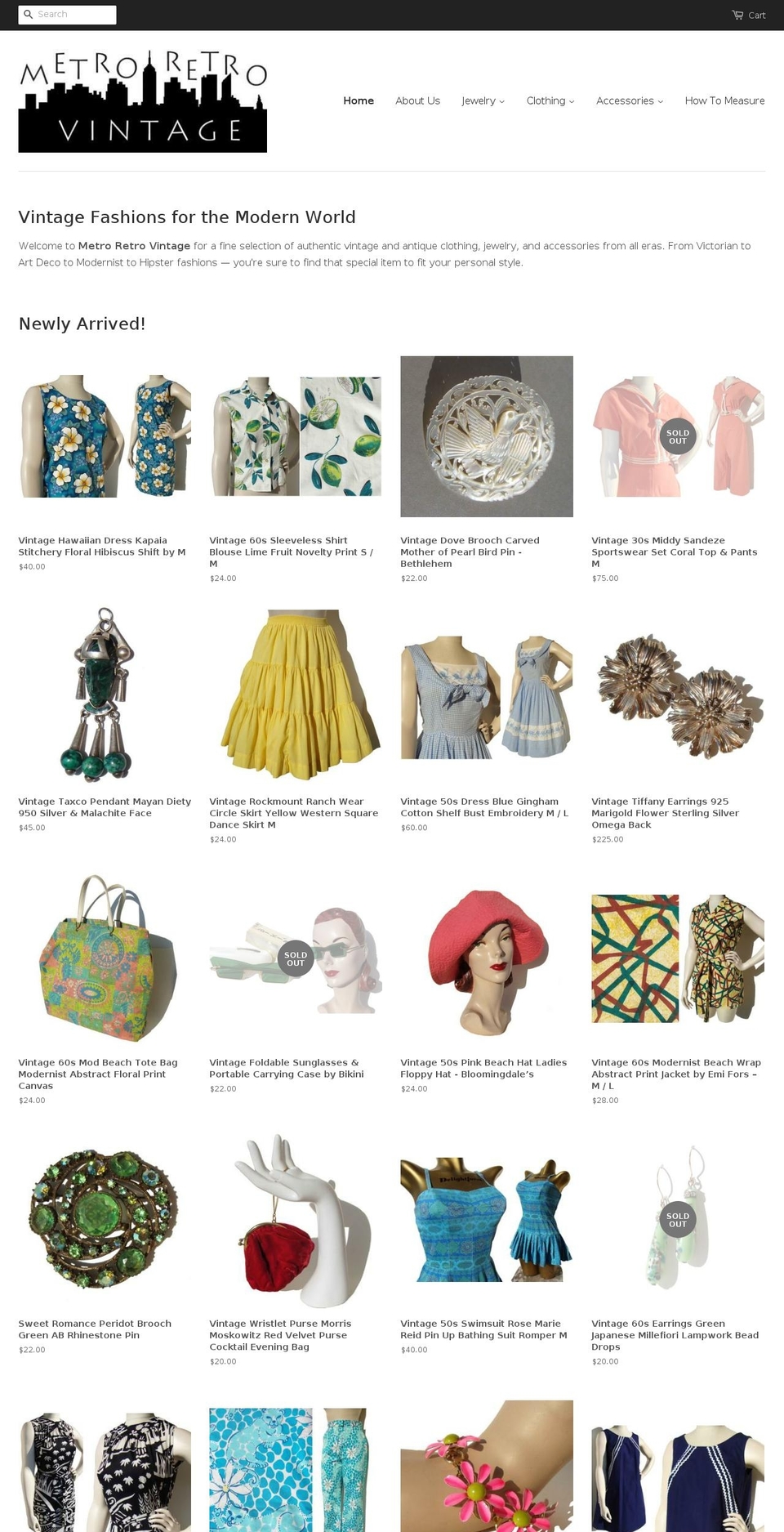 metroretrovintage.com shopify website screenshot