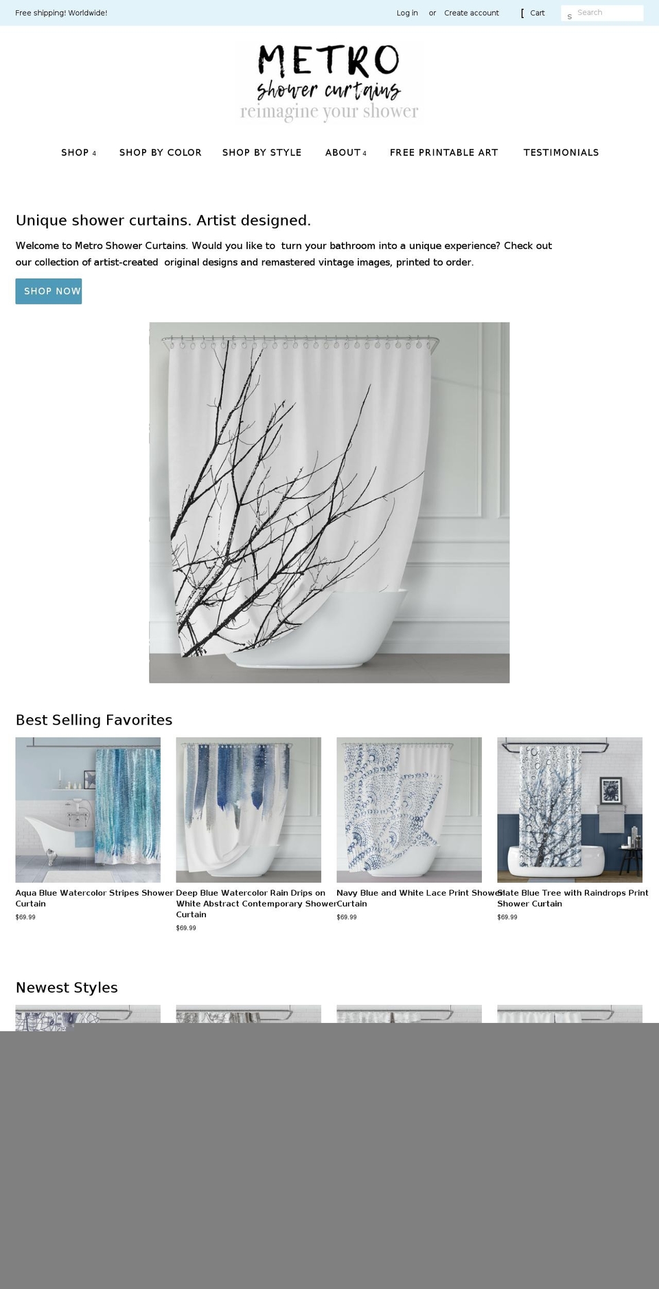 metroshowercurtains.com shopify website screenshot