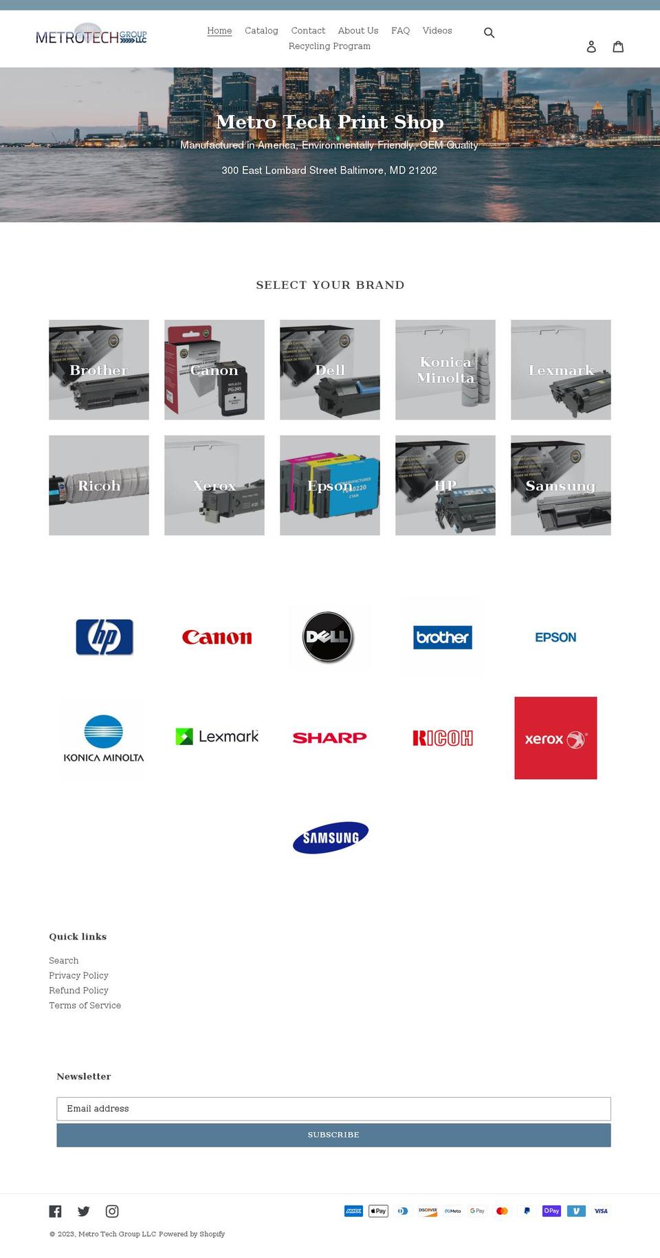 metrotechprintshop.com shopify website screenshot