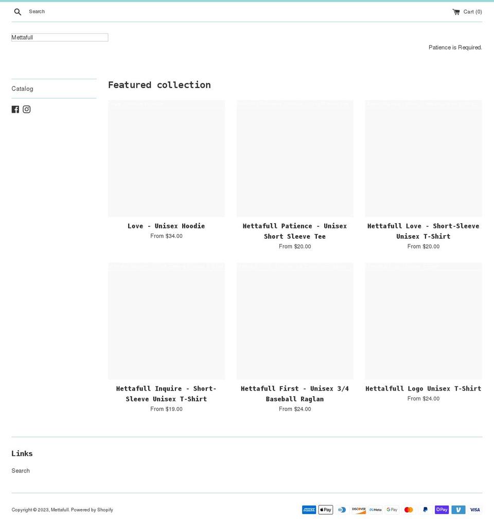 mettafull.com shopify website screenshot