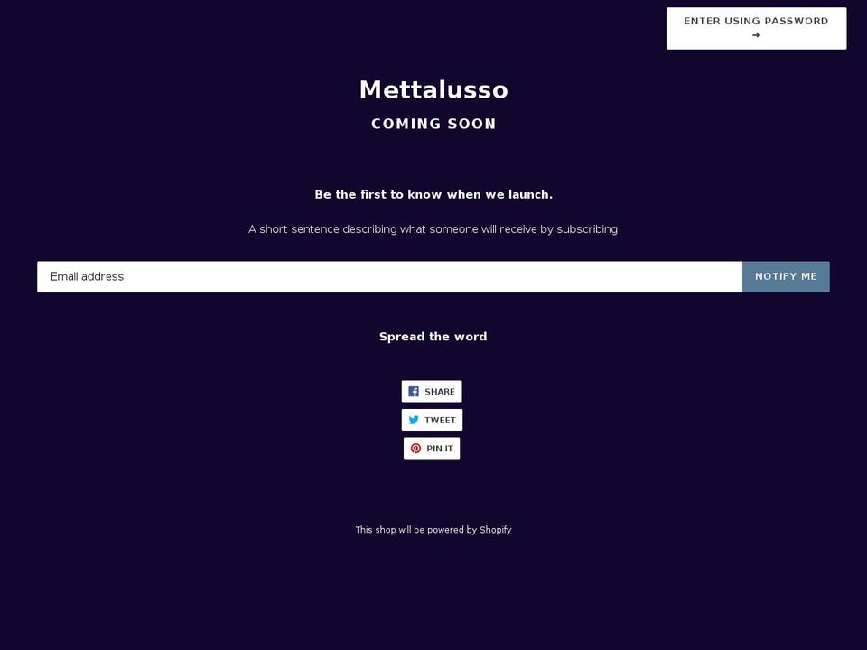 mettalusso.com — Shopify storefront screenshot