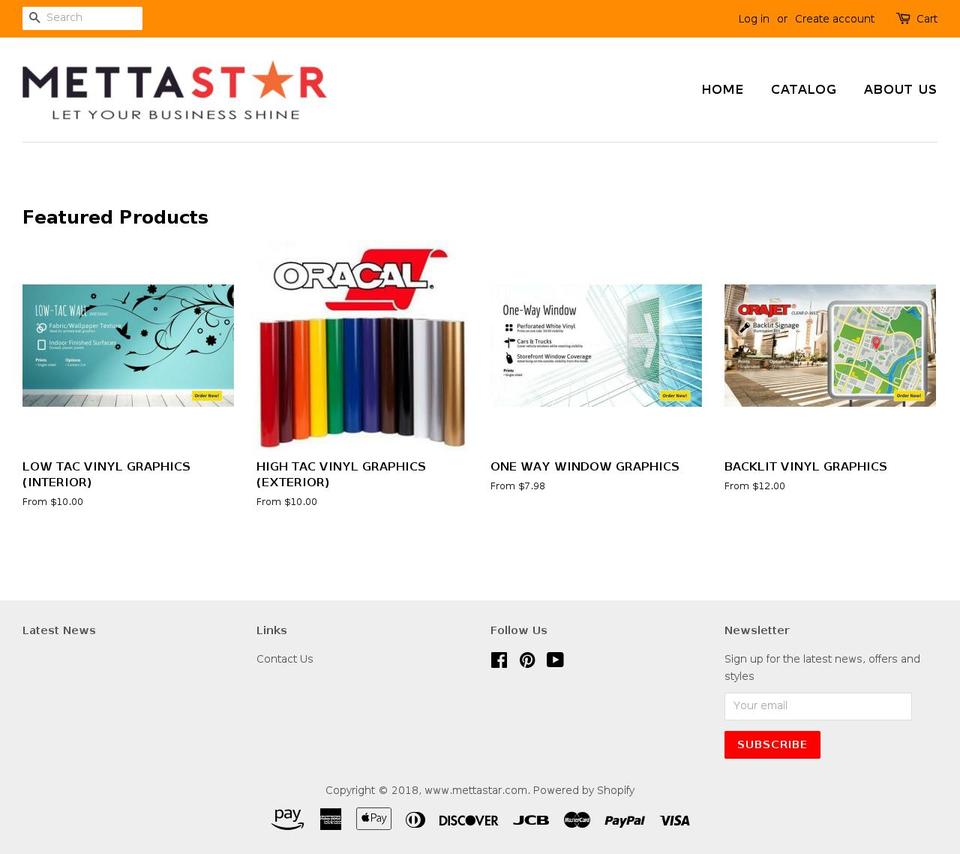 mettastar.com — Shopify storefront screenshot