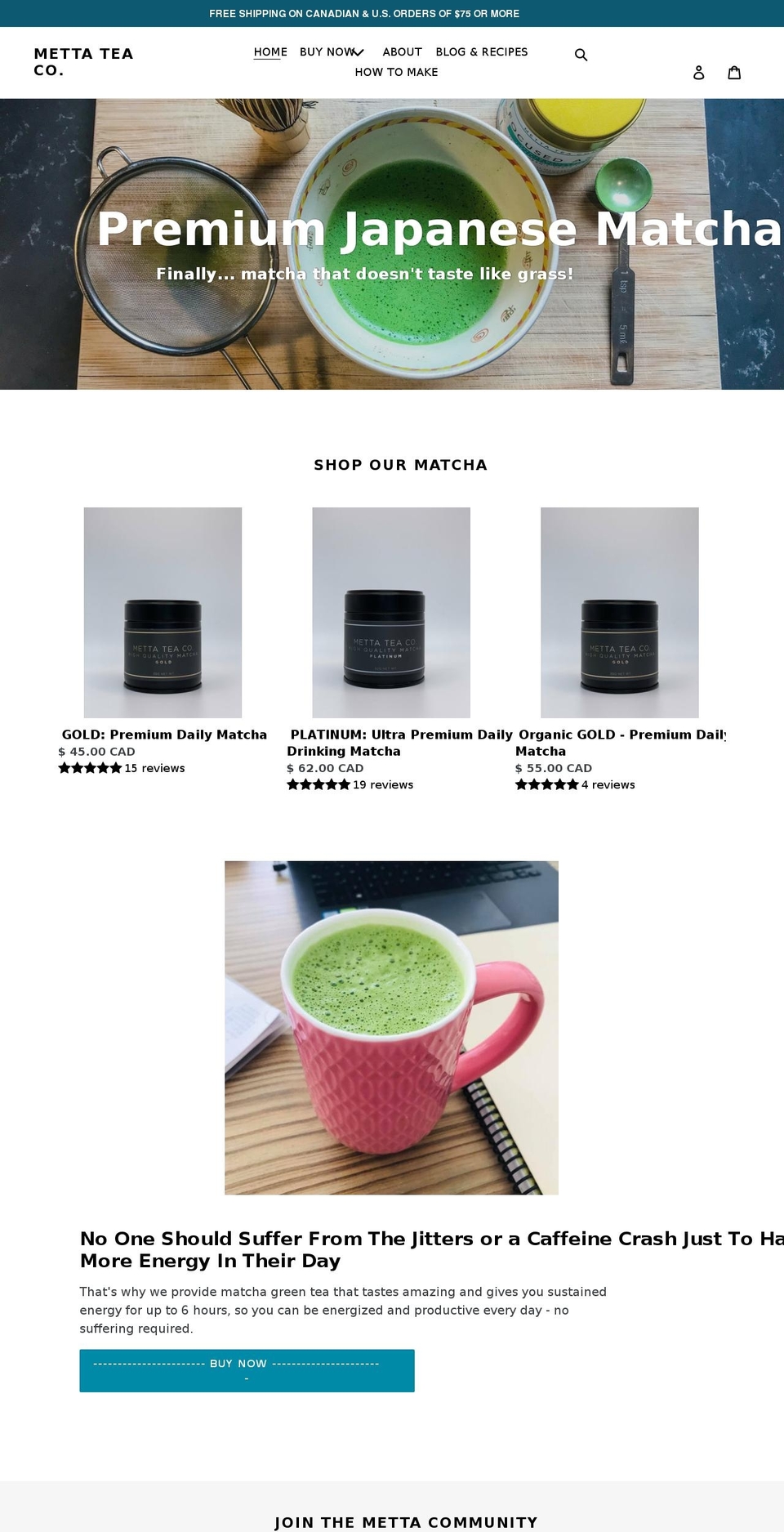 Metta Tea Company Shopify theme site example mettateaco.com