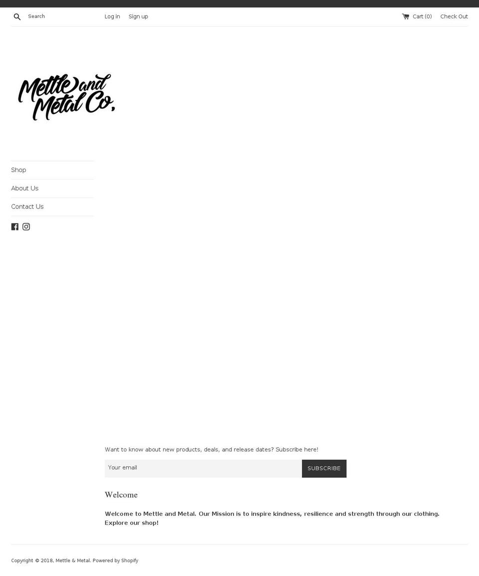mettleandmetal.com — Shopify storefront screenshot