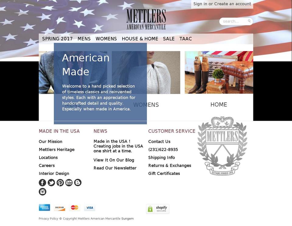 mettlersamerica.com shopify website screenshot