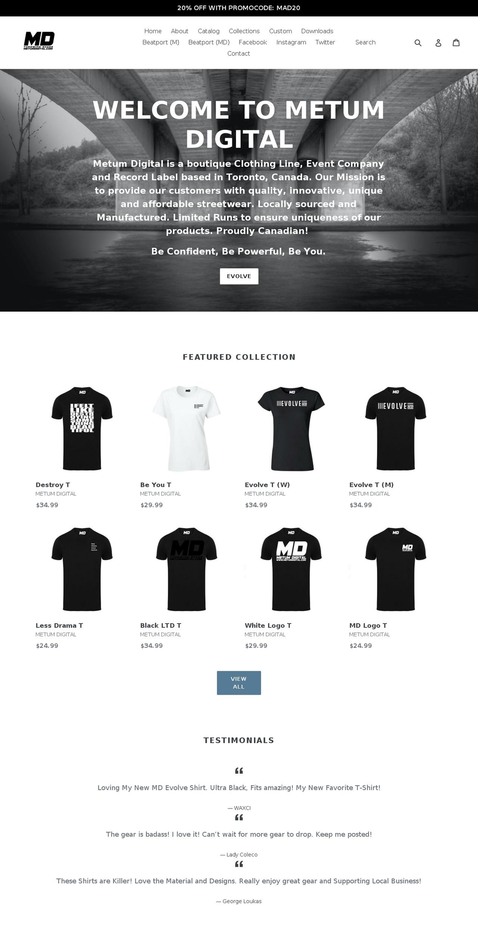 metumdigital.com — Shopify storefront screenshot