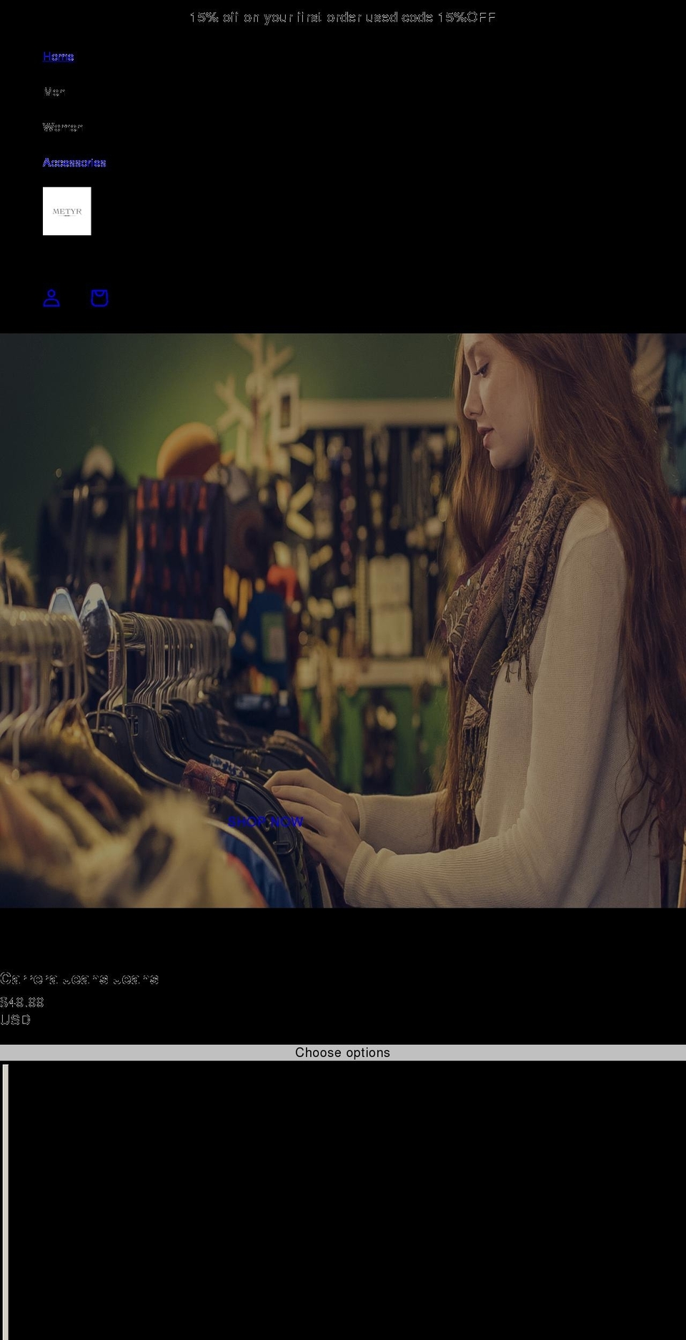 metyr.com shopify website screenshot