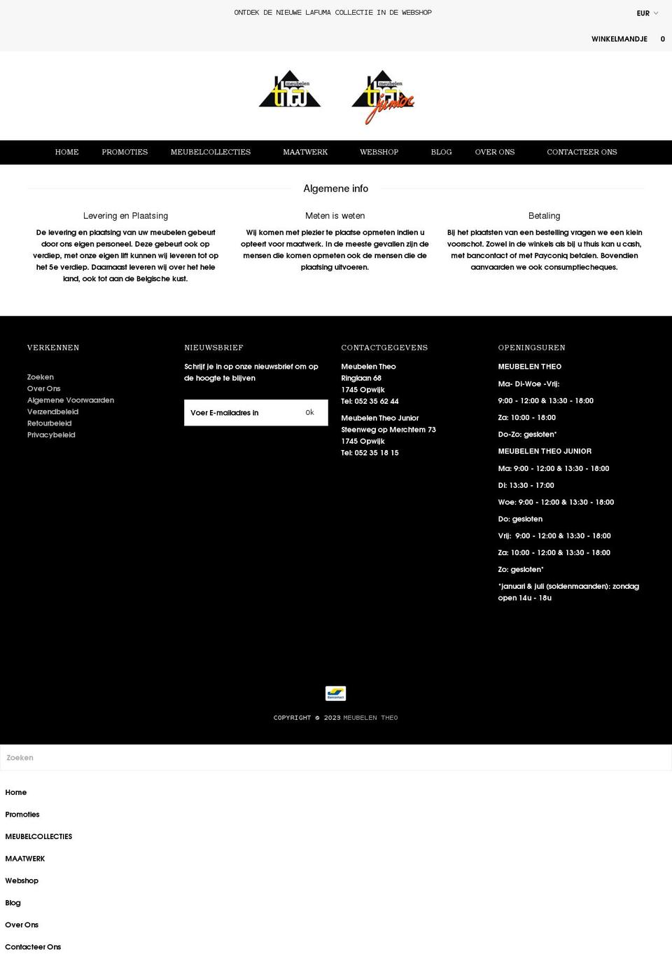 meubelentheo.be shopify website screenshot