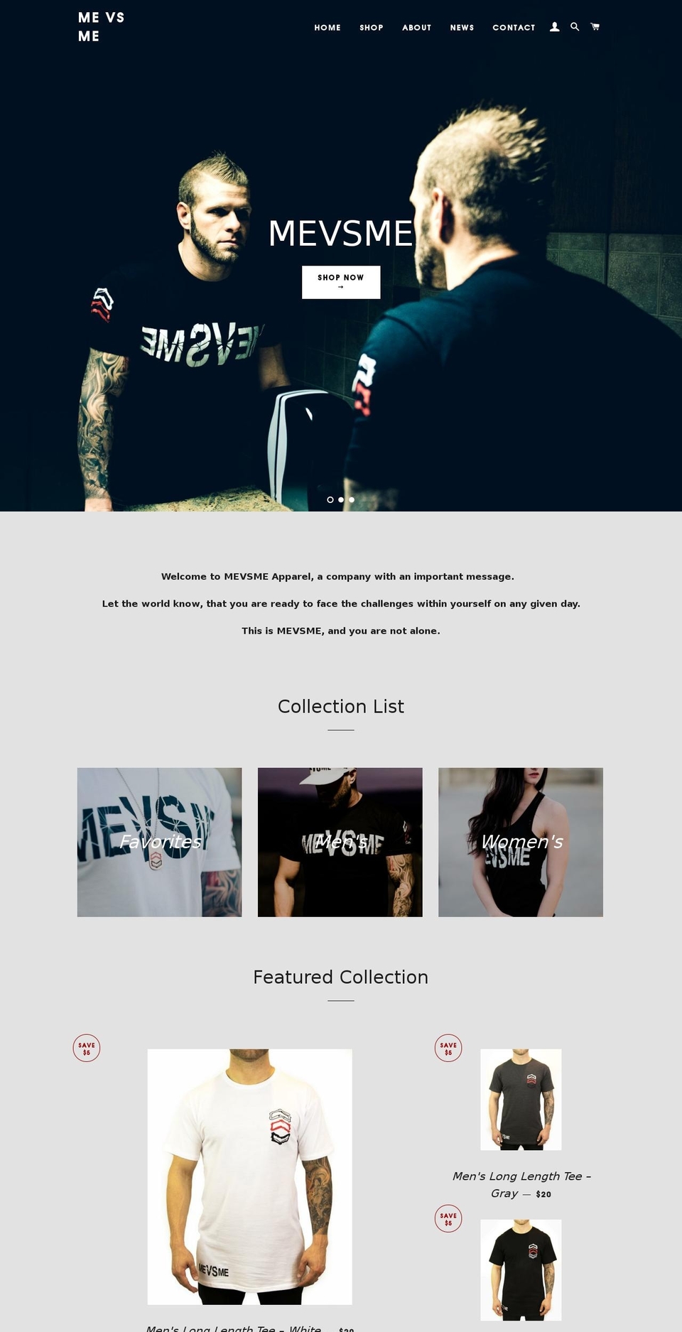 mevsmeclothing.com shopify website screenshot