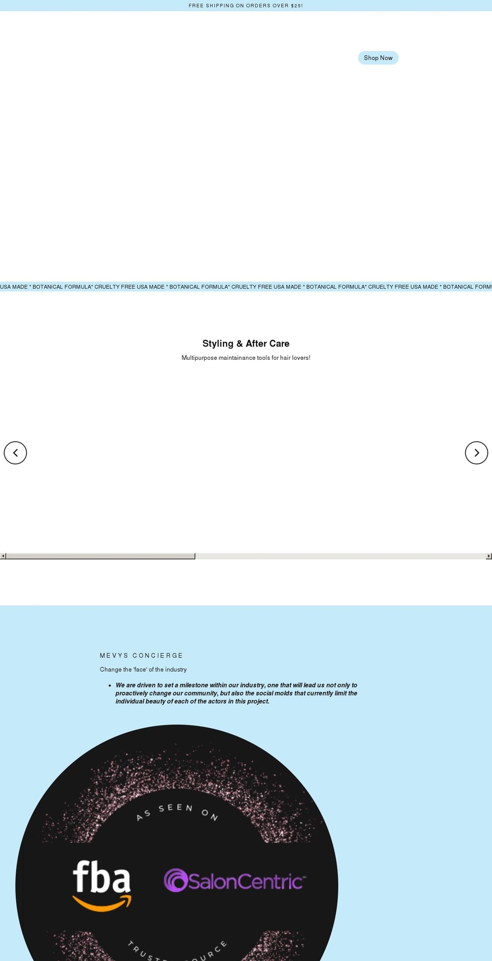 mevyspro.com shopify website screenshot
