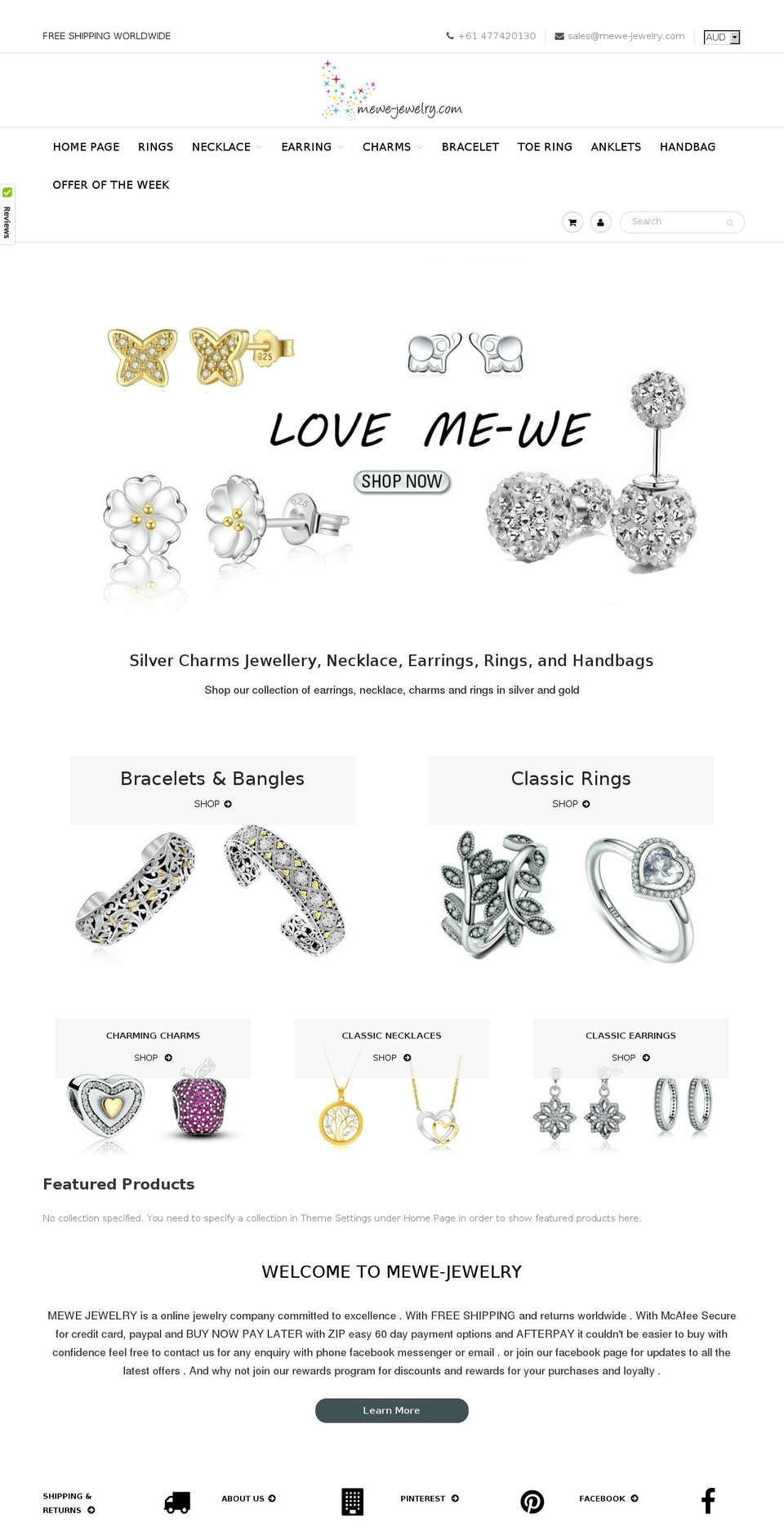 mewe-jewelry.com shopify website screenshot