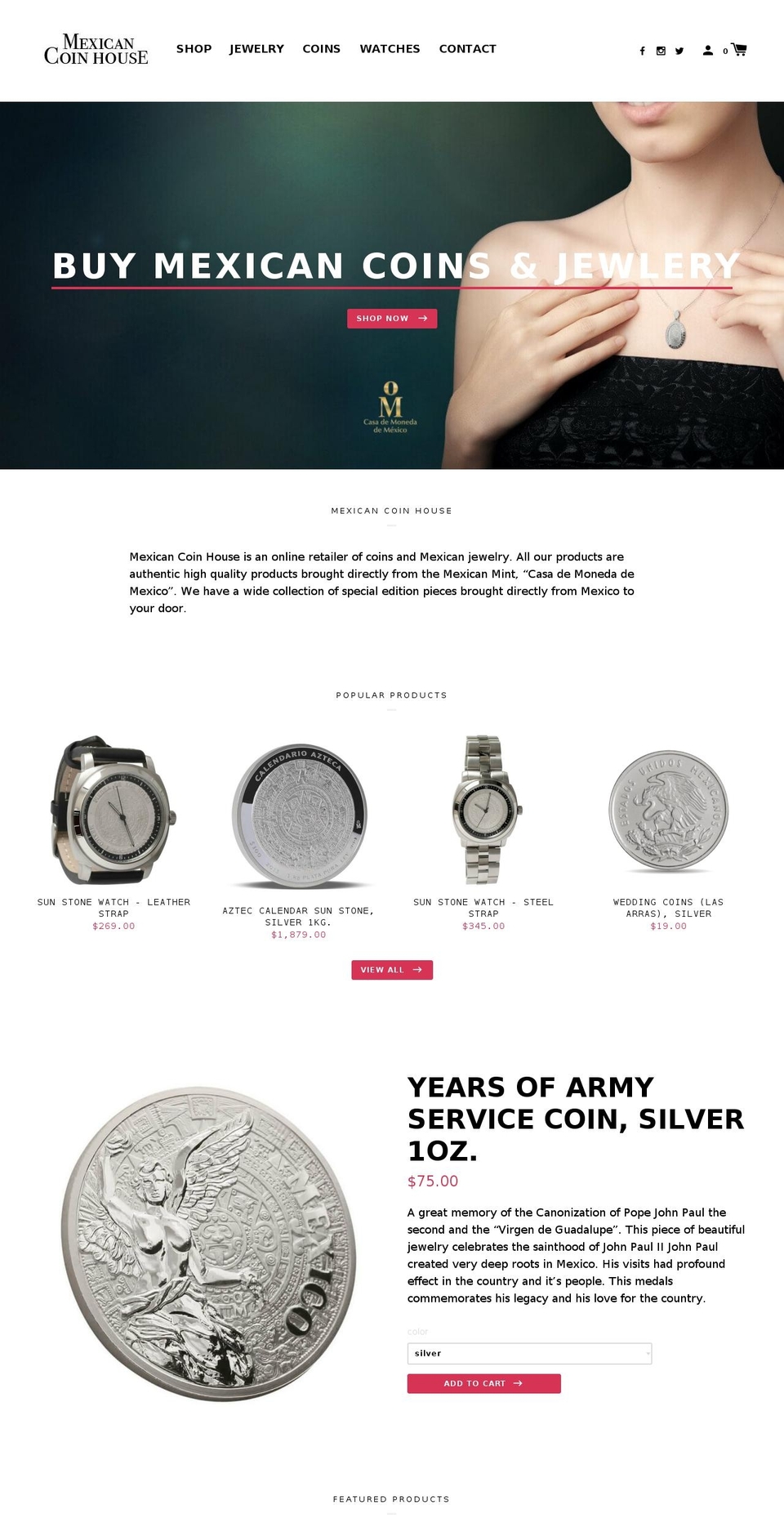 mexicancoinhouse.com — Shopify storefront screenshot