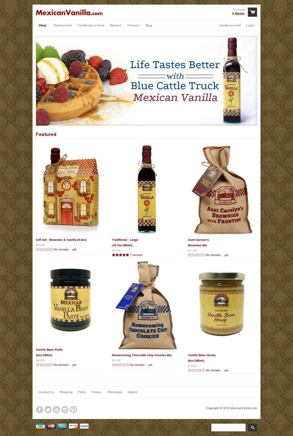 mexicanvanilla.biz shopify website screenshot