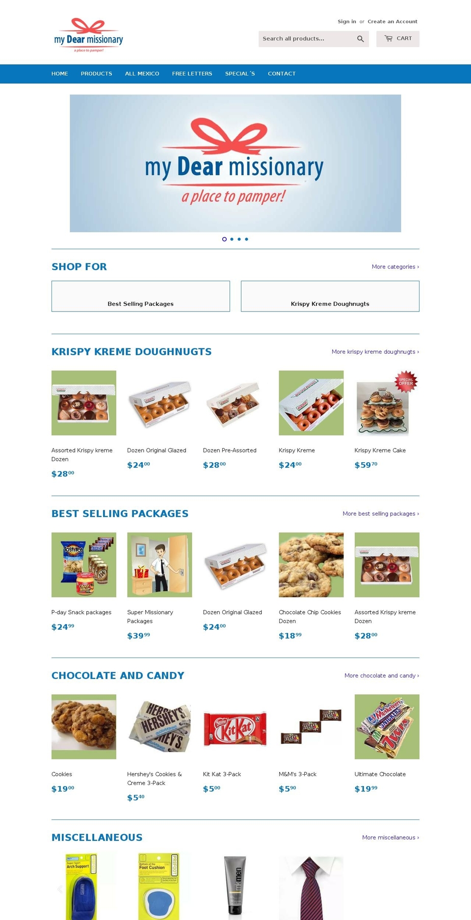 mexicomtccarepackages.com shopify website screenshot