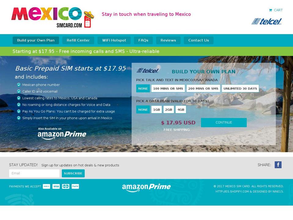 mexicosimcard.com shopify website screenshot