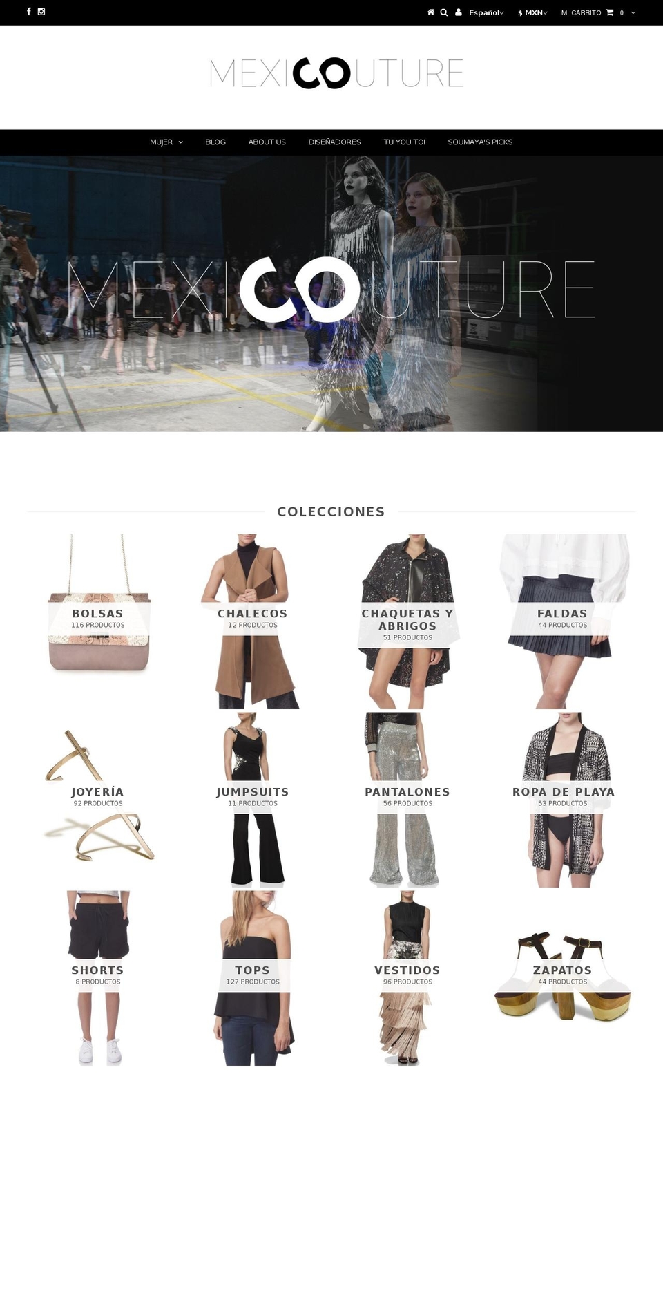 Influence Shopify theme site example mexicouture.mx