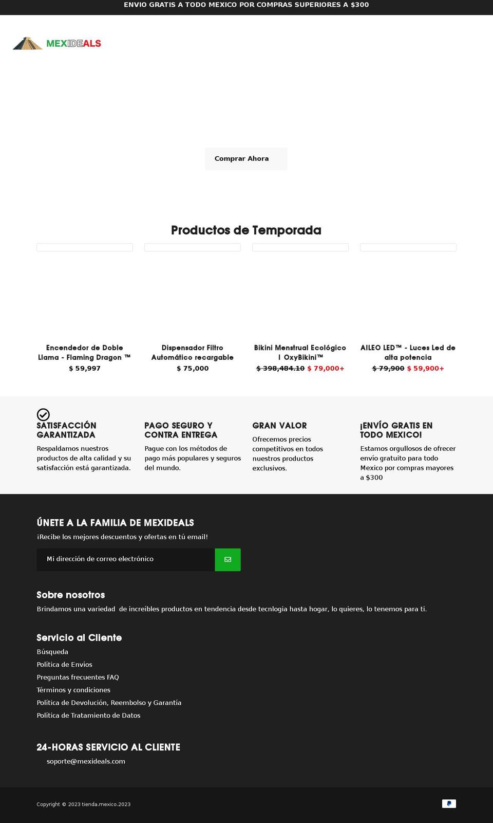 Plantilla cod Shopify theme site example mexideals.com