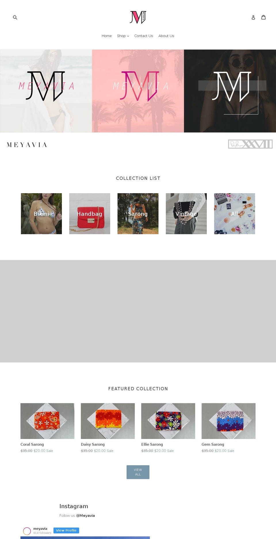 meyavia.com — Shopify storefront screenshot