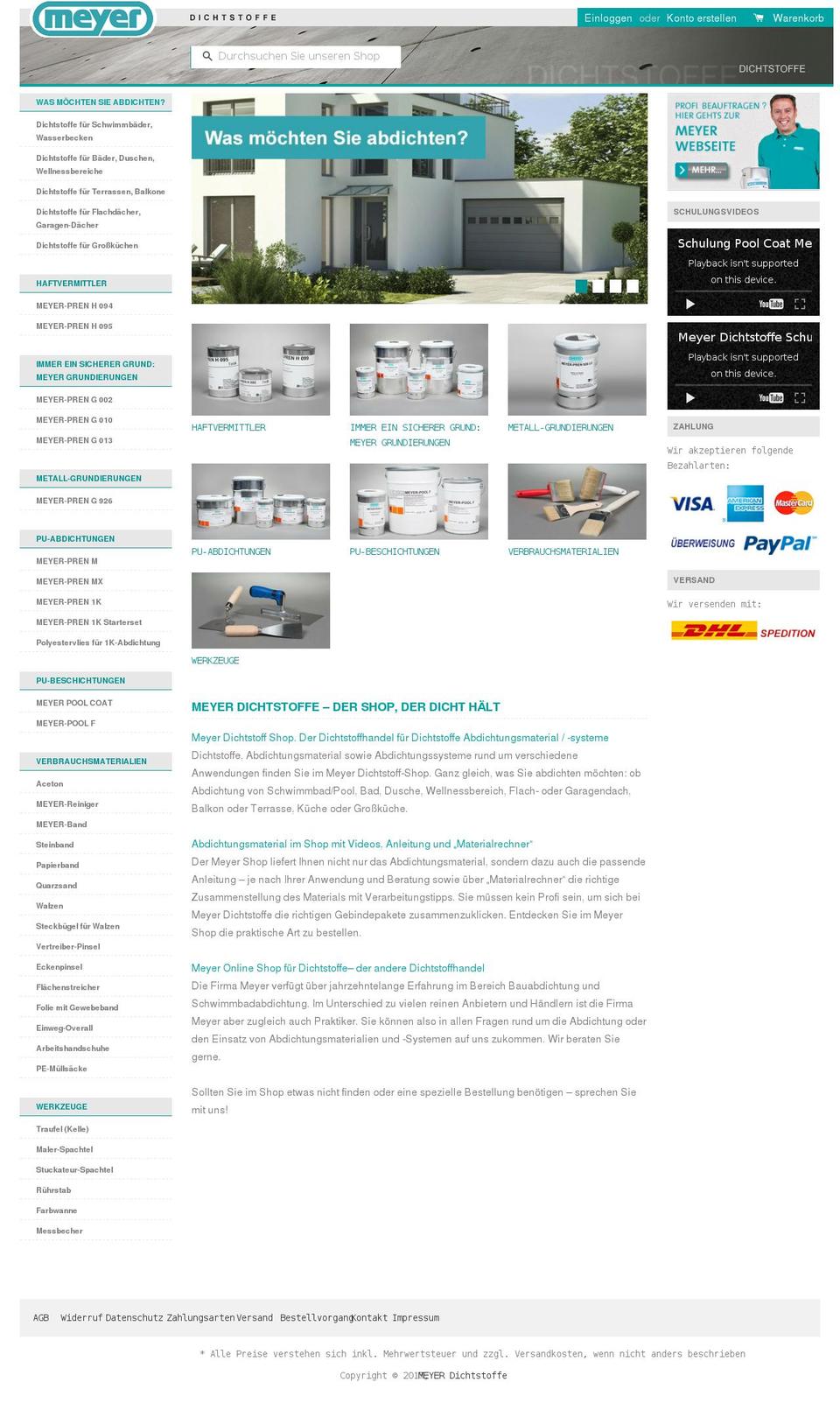 meyer Shopify theme site example meyer-dichtstoffe.de