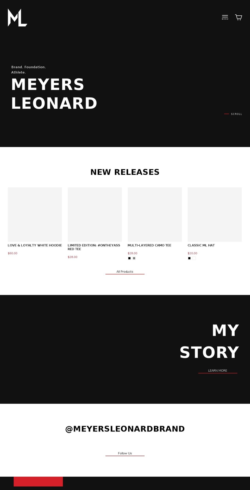 meyersleonard.com shopify website screenshot