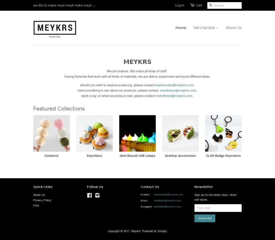 meykrs.com shopify website screenshot